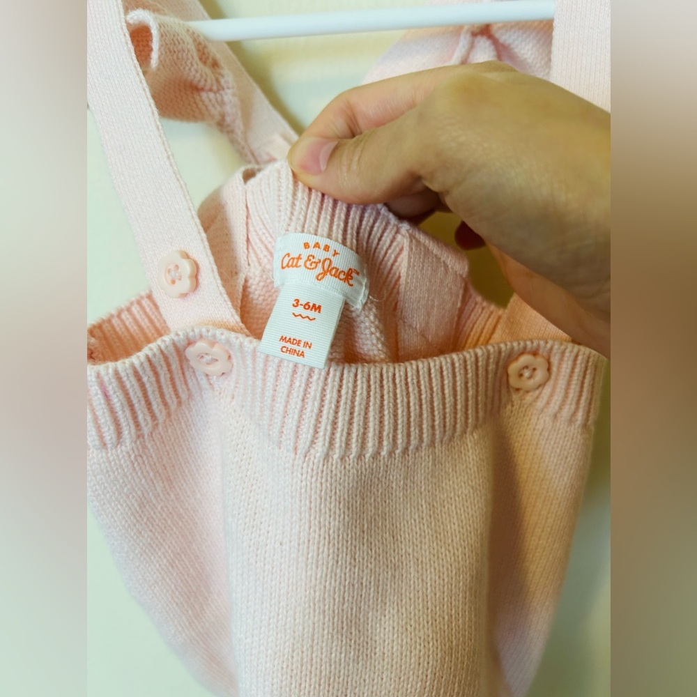 Cat & Jack Pink Ruffle Knit Romper - Picture 3 of 3
